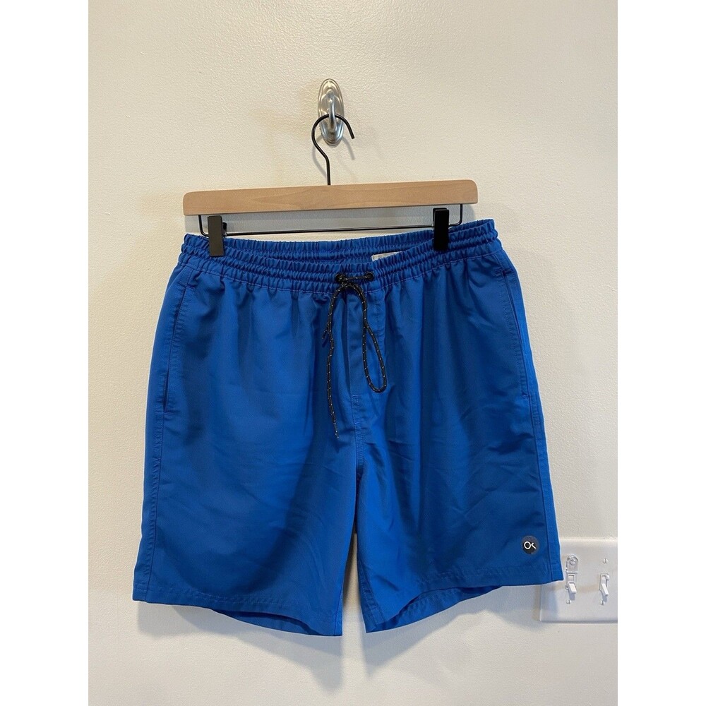Outerknown Nomadic Volley Shorts Mens Size Large Teal 7" Drawstring quick dry